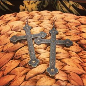Patina Cross handmade earrings